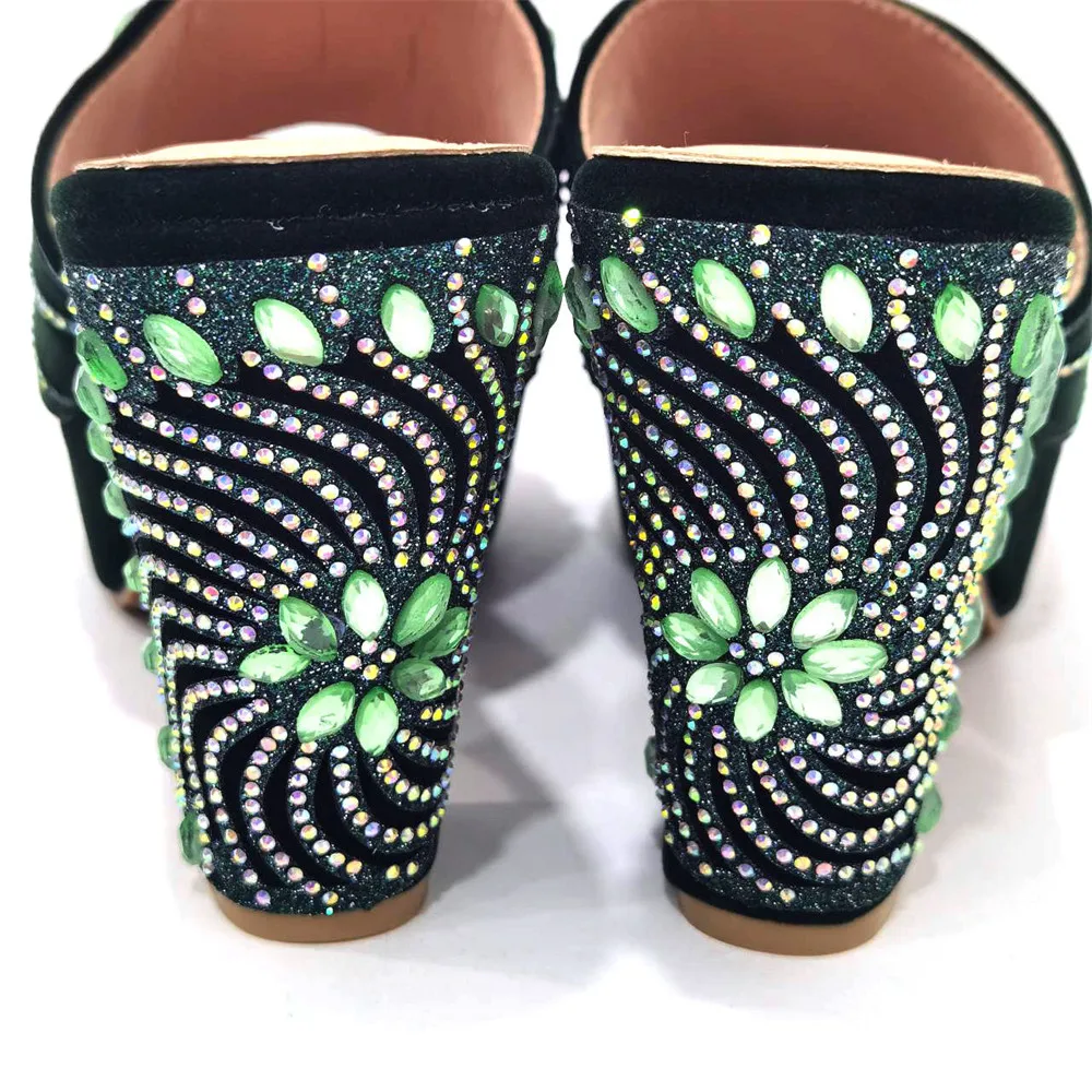 حقائب يد نسائية أنيقة جديدة باللون الأخضر أحذية حفلات الزفاف وحقيبة أحذية عمل خفيفة الوزن ومريحة مع حقيبة #4