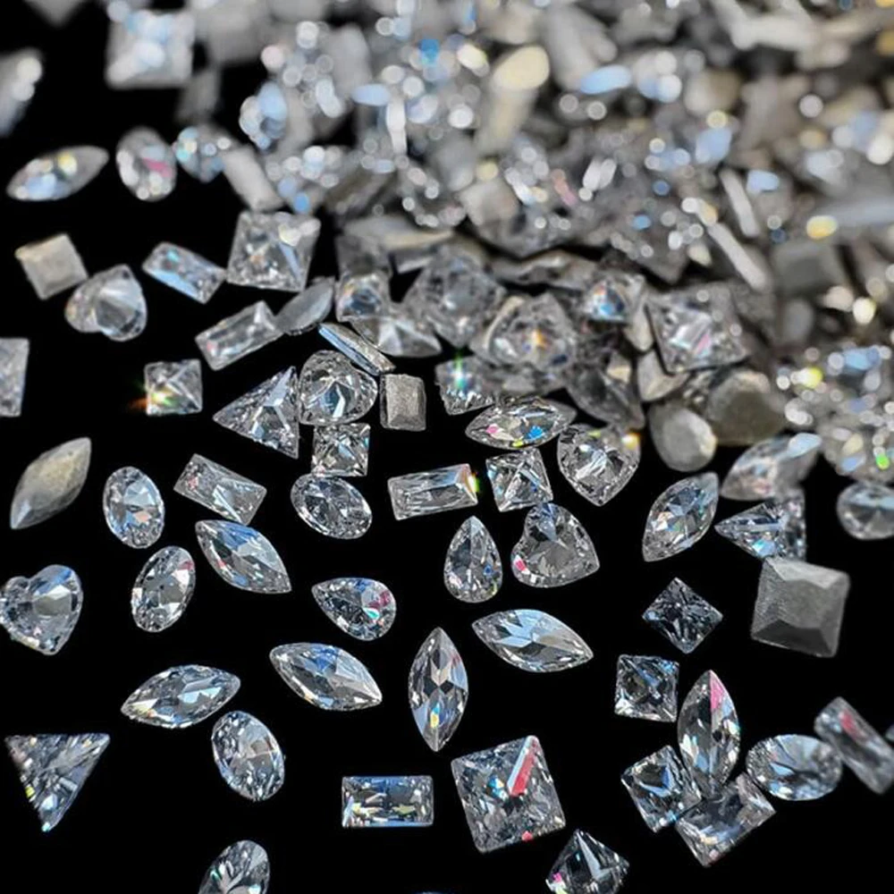 50 Stück gemischte Größe, flacher Boden, Zirkon-Diamant-Nagel-Charms, 2–3 mm, Edelsteine, Mini-Nagelkunst, Strass, mehrere Formen, Kristall-Nagel-Edelsteine – Detail 3