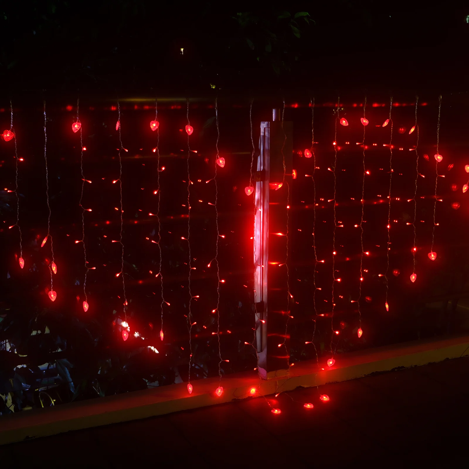 Cortina em formato de coração, luzes led para decoração de festa de casamento, janela, parede, jardim, pátio, dia dos namorados, atmosfera romântica