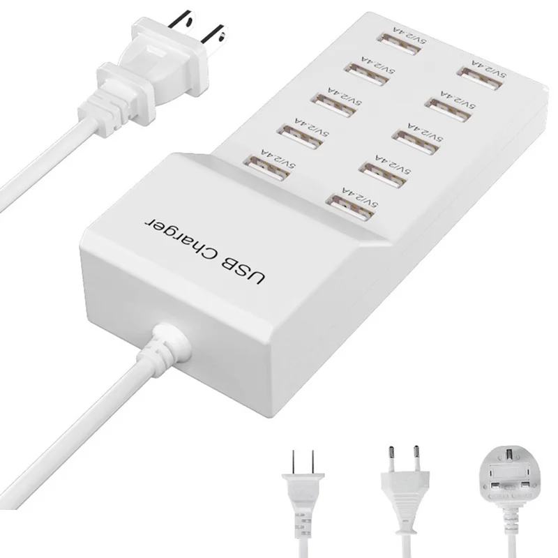 10 Ports 50W 10A 5V USB Hub Wall AC Power Charger Strip  Adapter Travel US EU Plug For iPhone Samsung Xiaomi Mobile Phone