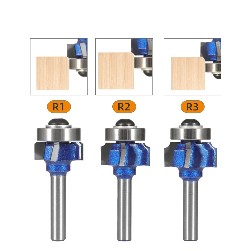 YUSUN 8MM Shank Four Carbide Z4 Corner Round Bit Rounding Cover Bit Router Bit Woodworking Milling Cutter For Wood Bit Face Mill