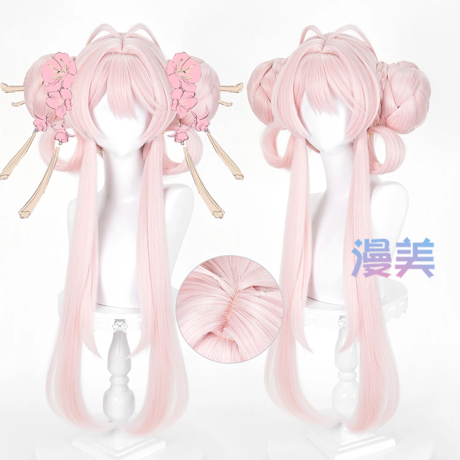 peluca-de-cosplay-de-manmei-wangzhe-xiaoqiao-peach-blossom-fairy-estilo-hecho-a-mano-extension-de-cabello-desmontable-para