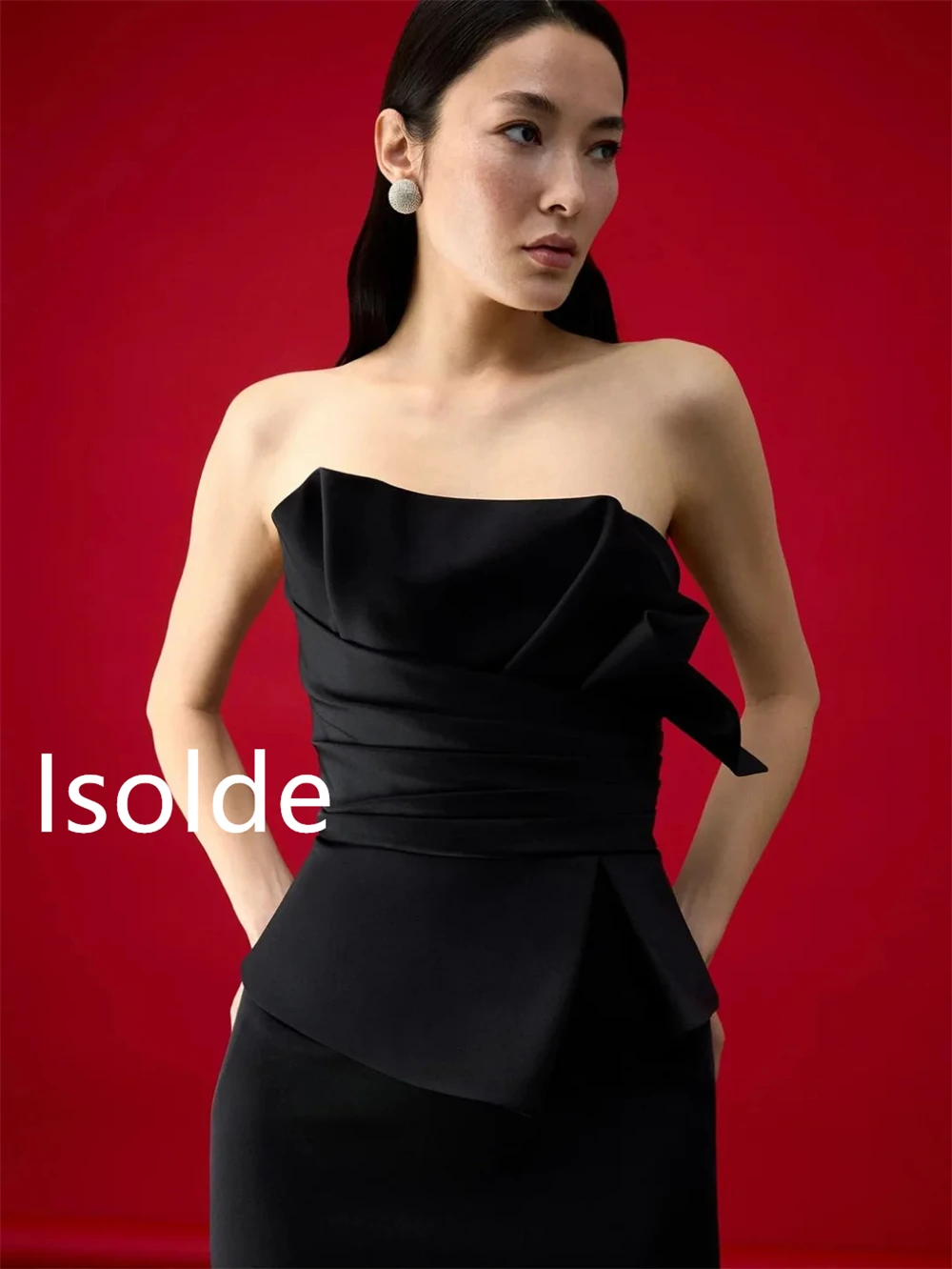 Abiti da sera in raso nero scintillante personalizzati Abiti da ritorno a casa moderni senza spalline senza maniche Vestido De Festa di alta qualità