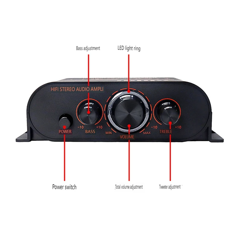 홈 스테레오 파워 앰프, 패시브 스피커용, 2 채널 스테레오 컴포넌트, 53CC, 20W x 2