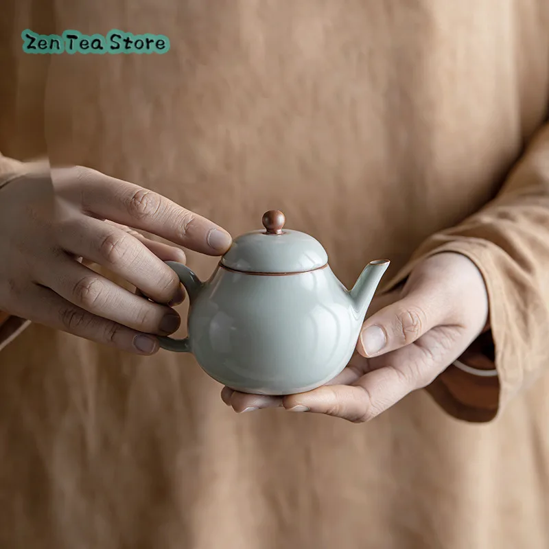 

Ru Kiln Teapot Ceramic Tea Set Small Teapot Open Piece Ru Porcelain Kung Fu Tea Set Teapot Single Pot Pear Pot