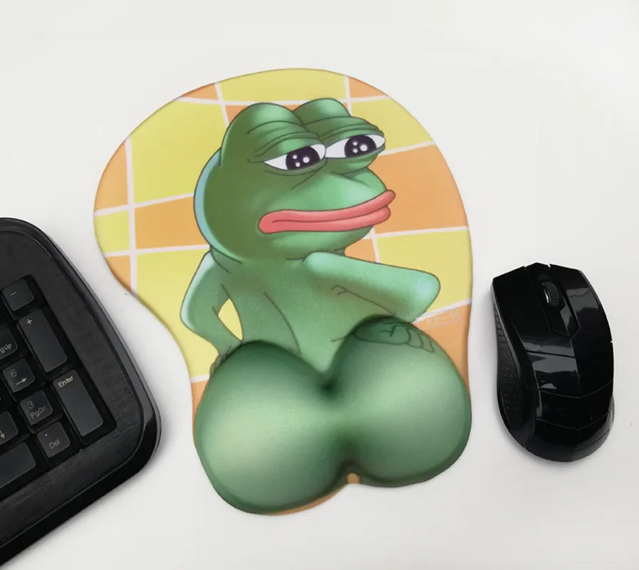 Sad Frog 3D Massage Muismat Pols Muismat Comfortabel en Grappig Groene Kikker Grote Mond Lachende Kikker Muismat Pepe Jongens Cadeau