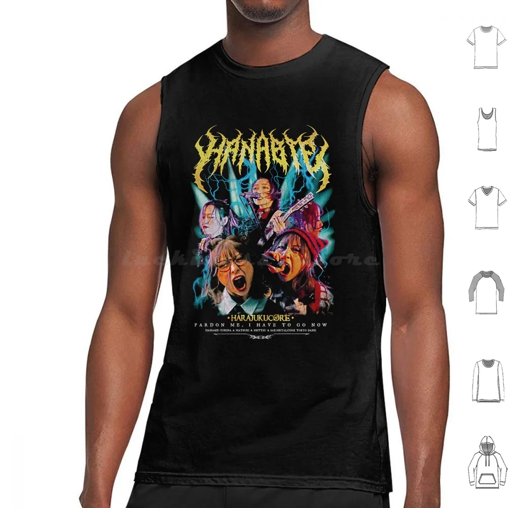 Hanabie Band-Pardon Me , I Have To Go Now Grunge Print Tank Tops Vest Sleeveless Hanabie Band Girls Band Japan Metalcore