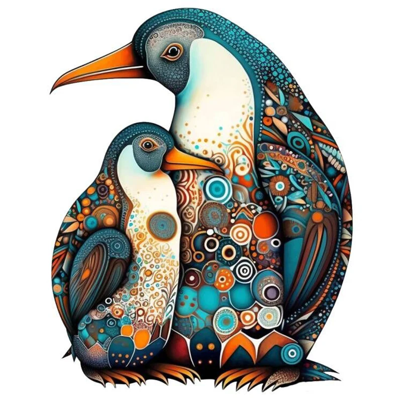 Animals Wooden Puzzles Penguin Wood Toy Irregular Shape 3D Jigsaw DIY Crafts Family Interactive Games For Adults Kids Gifts