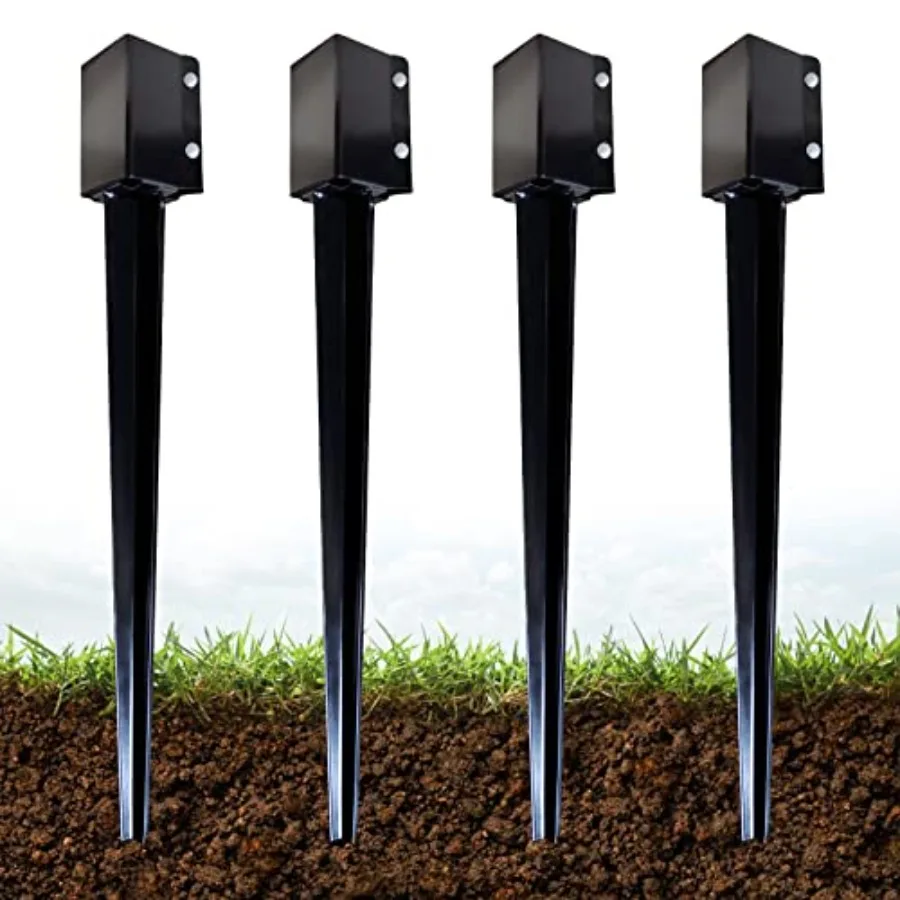 

4x4 Fence Post Anchor Ground Spike, 36 Inch Heavy Duty Powder Coated Metal Post Anchor for Fence, Mailbox and Garden Posts, Fit