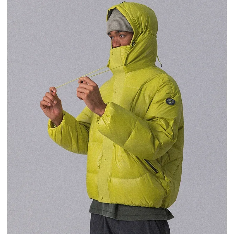 Outdoor Short Down Anorak - Windproof Hooded Puffer with Contrast Zippers & Adjustable Cuffs for Urban & Trail