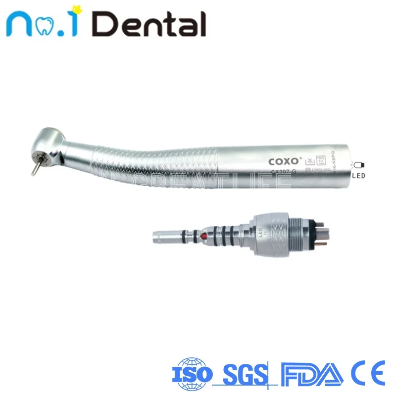 CX207-G Push Button 3 Way Spray Optical Handpiece Optical Fiber Illumination High Speed Led Coxo Handpiece