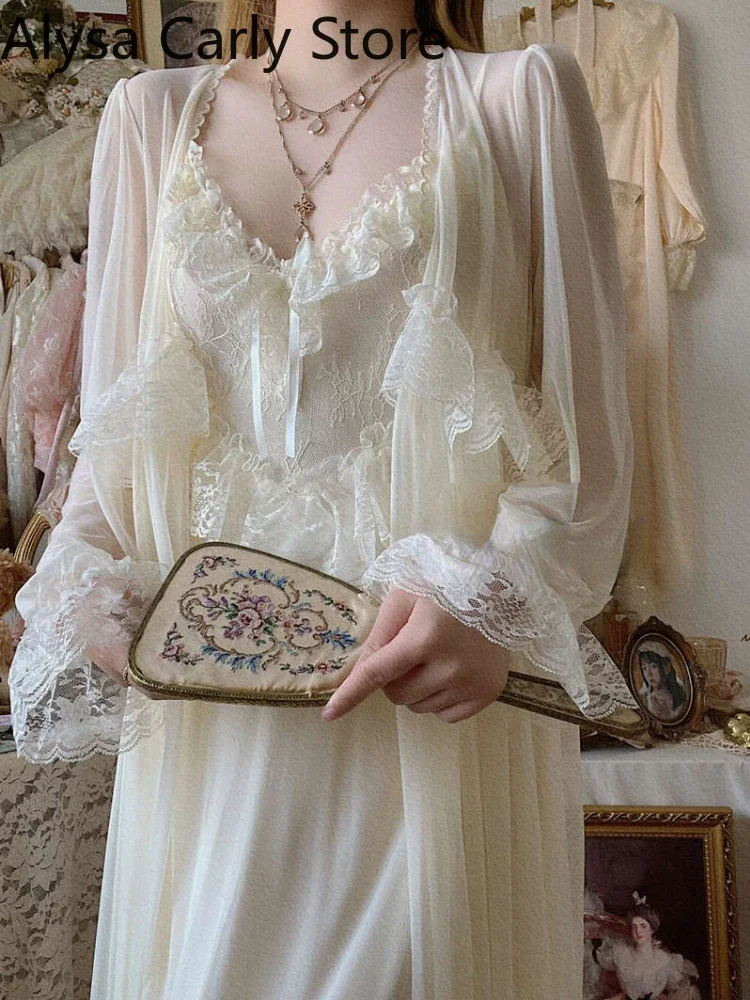 French Sweet Vintage Fairy Dress Women 2022 Autumn Lace Sexy Casual Korean  Dress Female Court Chiffon Elegant Long Strap Dresses - AliExpress