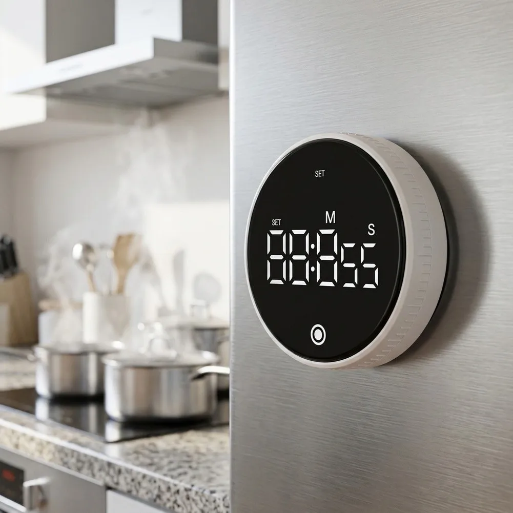 Magnetic Back Kitchen Timer, Silent Touchscreen Digital Count‑Up Clock, Multipurpose Time Reminder Up To 999 Minutes