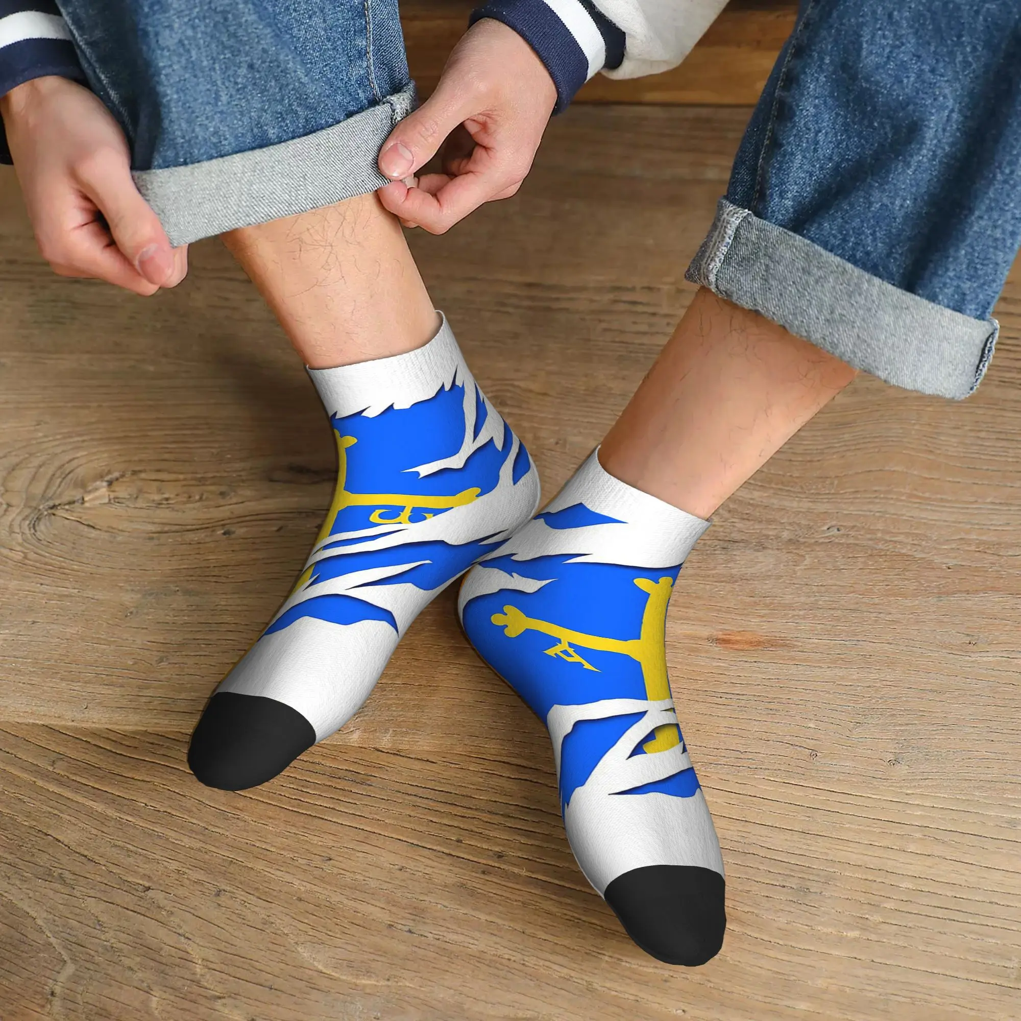 

Всесезонные носки с флагом Астурия, Harajuku, высококачественные носки для экипажа, забавные чулки для мужчин и женщин, подарки