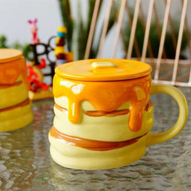 

Кофейная чашка с маслом Винни-Пуха, милая кружка в форме медового маффина, герметичная подглазурная цветная креативная чашка для воды с крышкой