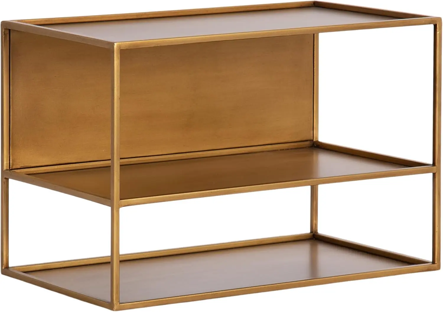Nomi Modern Metal Floating Side Table with Storage, 18 x 10 x 12, Gold, Contemporary Tiered Floating End Table for Use as Wall