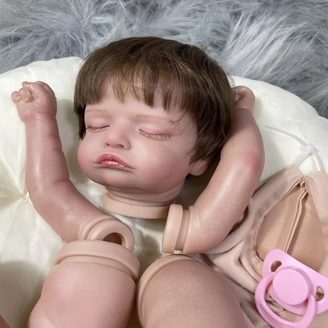 19 inch 3D Painted Skin Vinyl Reborn Baby Doll Kit Rosalie With Hand-rooted Hair Lifelike Unfinished Doll Mold Parts