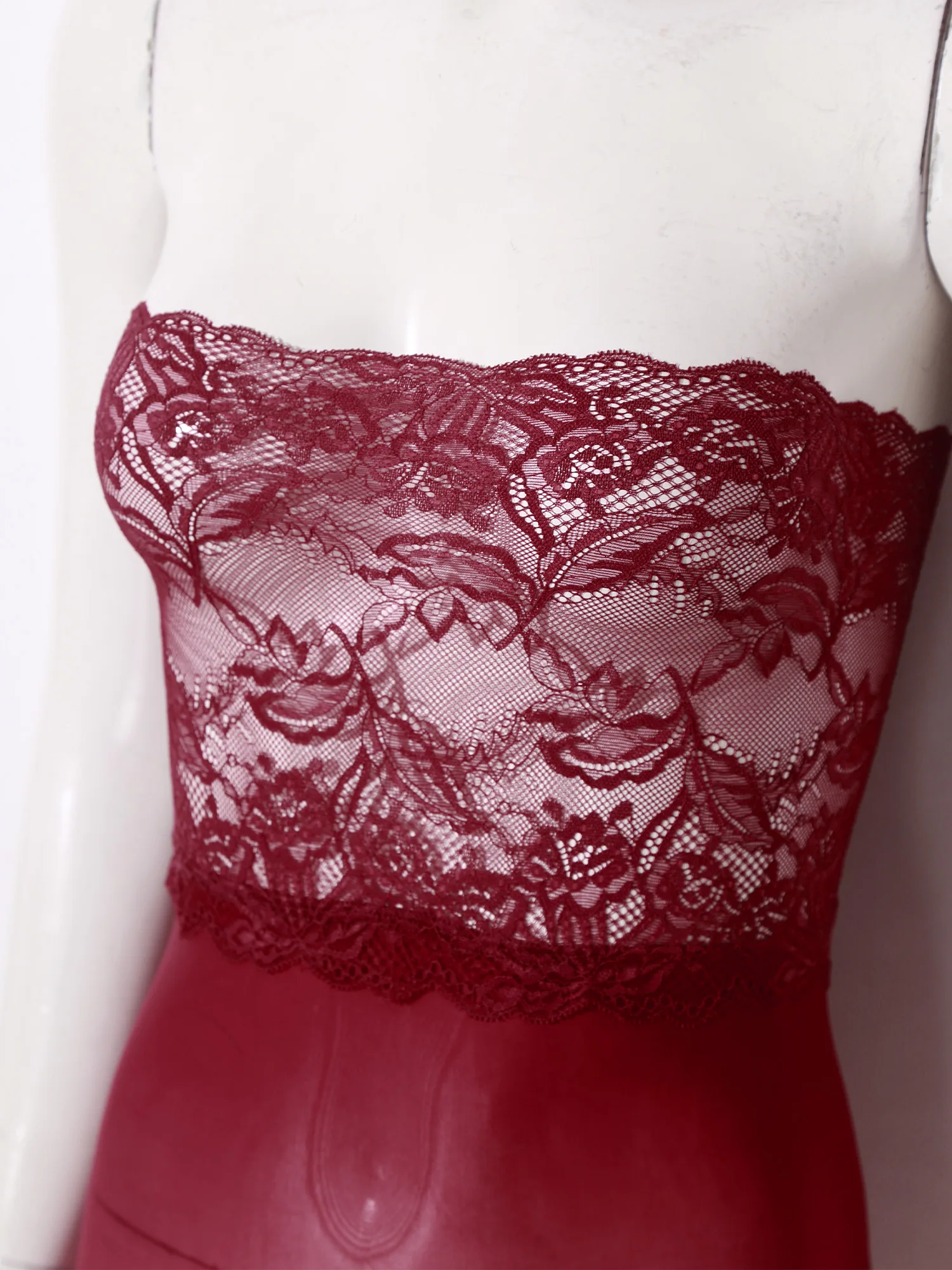 女性シースルーレースランジェリーチューブドレスセクシーな薄手の花レースパッチワークストラップレスメッシュボディコンドレス誘惑クラブナイトウェア