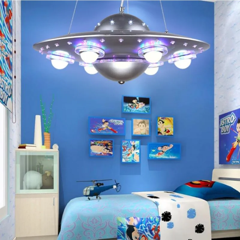 Ufo Kids Room Pendant Lights With Remote Control Lustre Enfant Hanging Lamp For Children Babyroom Room Bedroom Fixture Light