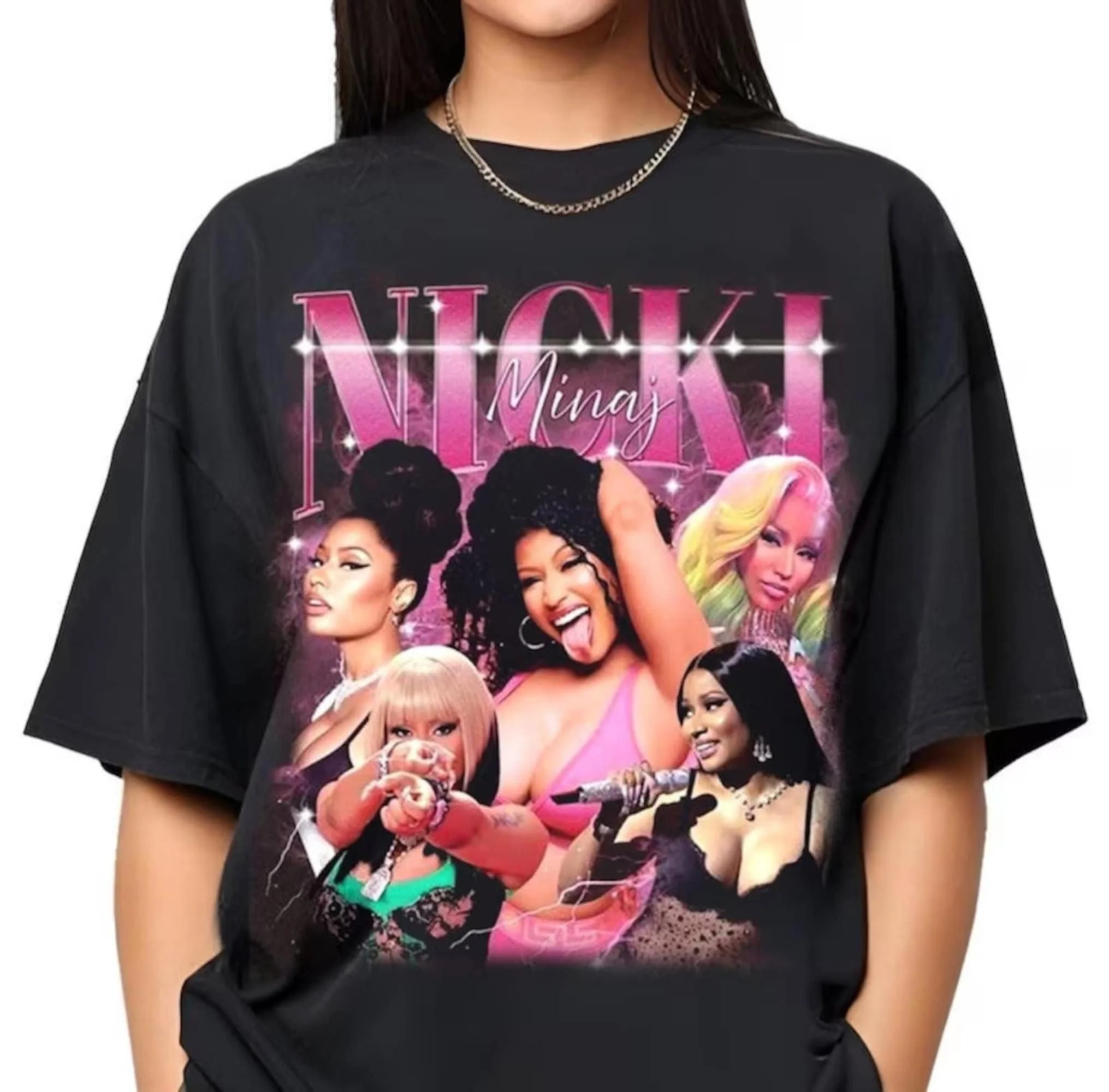 Nicki Minaj T Shirt Tour Merch Pink Friday 2 Airbrush Crewneck