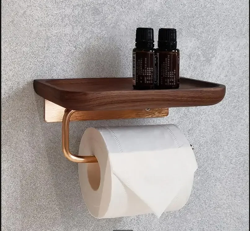 

Wall-mounted Wooden Paper Towel Rack Roll Holder Toilet Holders Bathroom Shelf Napkin