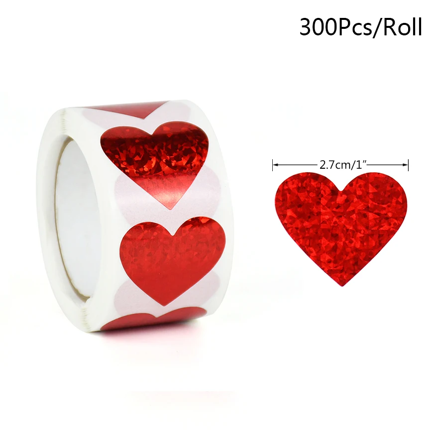 500Pcs Glitter Love Heart Shaped Sticker Seal Labels Stationery Stickers Scrapbooking For Valentine\'s Day Wedding Gift Packaging