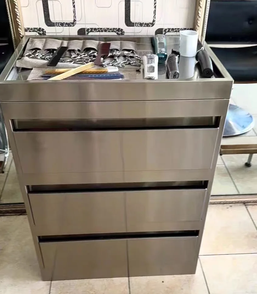Mobile Stainless Steel Hair Salon Tool Cart, Barber Shop Drawer Type Tool Cabinet, Hair Cutting Storage Table