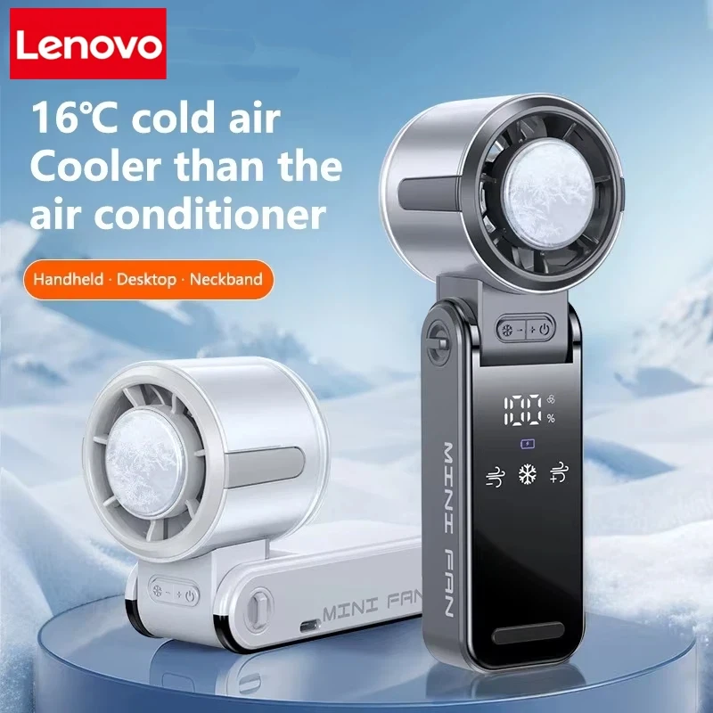 Lenovo New Portable Handheld Fan USB Rechargeable Mini Bladeless High-Speed Cooling Camping Electric Fan Personal Use