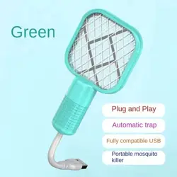 Matamoscas eléctrico con luz UV para el hogar y el aire libre, miniraqueta portátil con USB para matar mosquitos, trampa para Control de plagas