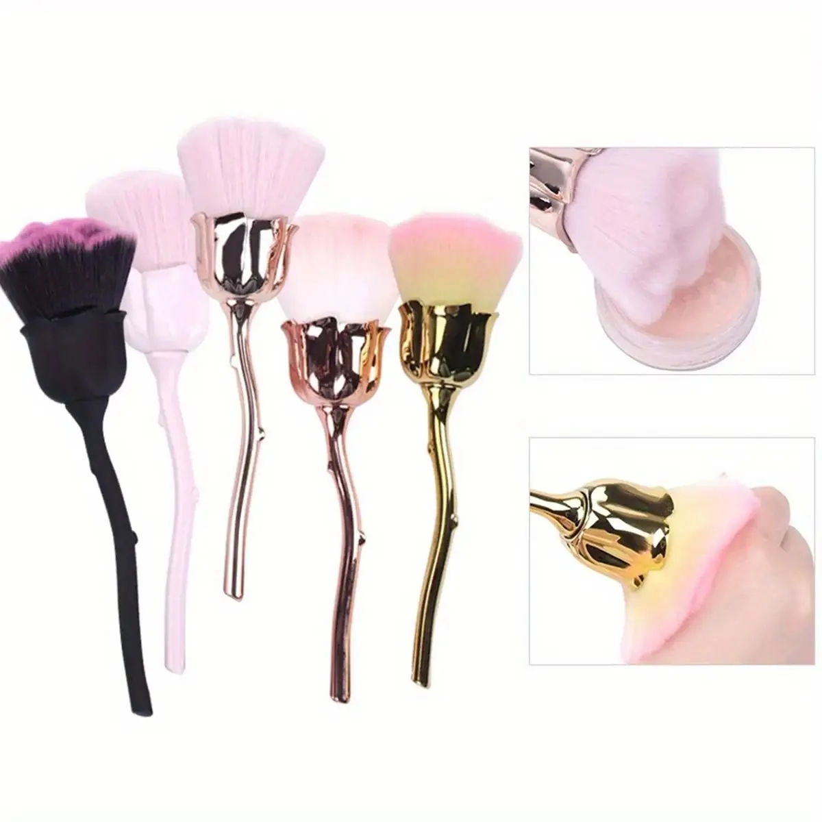 Flower Nail Brush For Manicure Rose Nail Art Brush Nail Accesories Tools Popular Round Small Gel polish Dust Cleaning Brushes