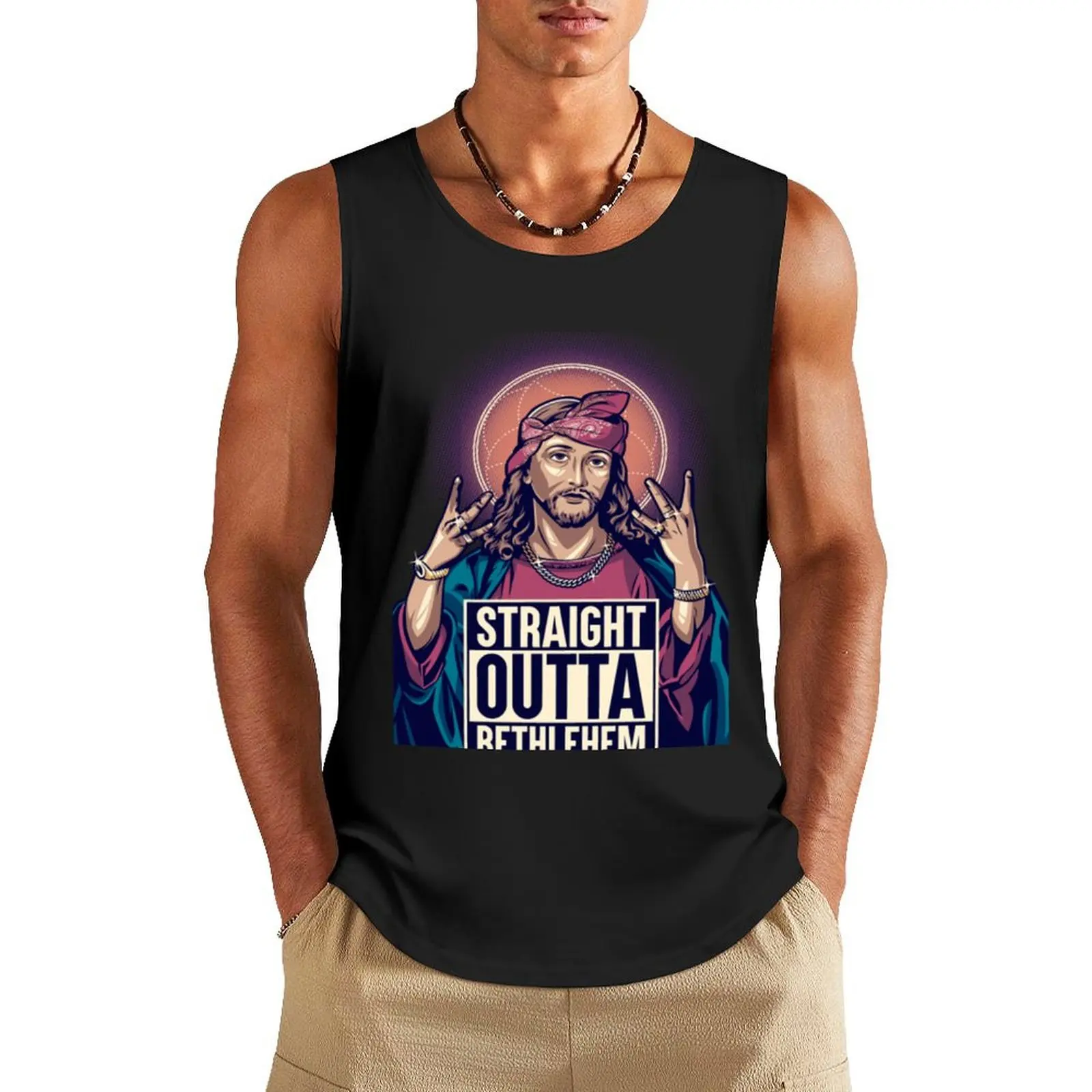 

Jesus outta Bethlehem - Straight Outta Tank Top vest men basketball