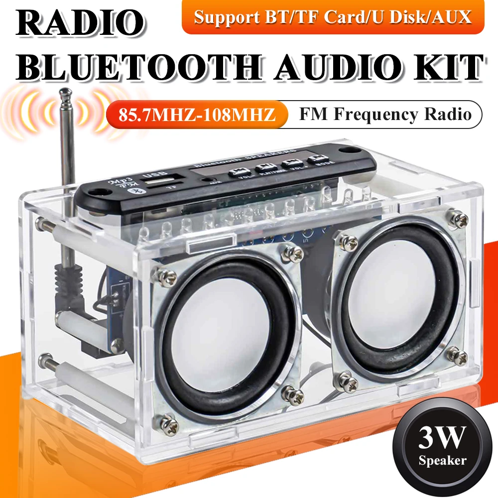 Zestaw głośników Bluetooth DIY z radiem FM 87,5-108 MHZ DIY praktyka projektu lutowania zestaw elektroniczny montaż lutowniczy U dysk TF