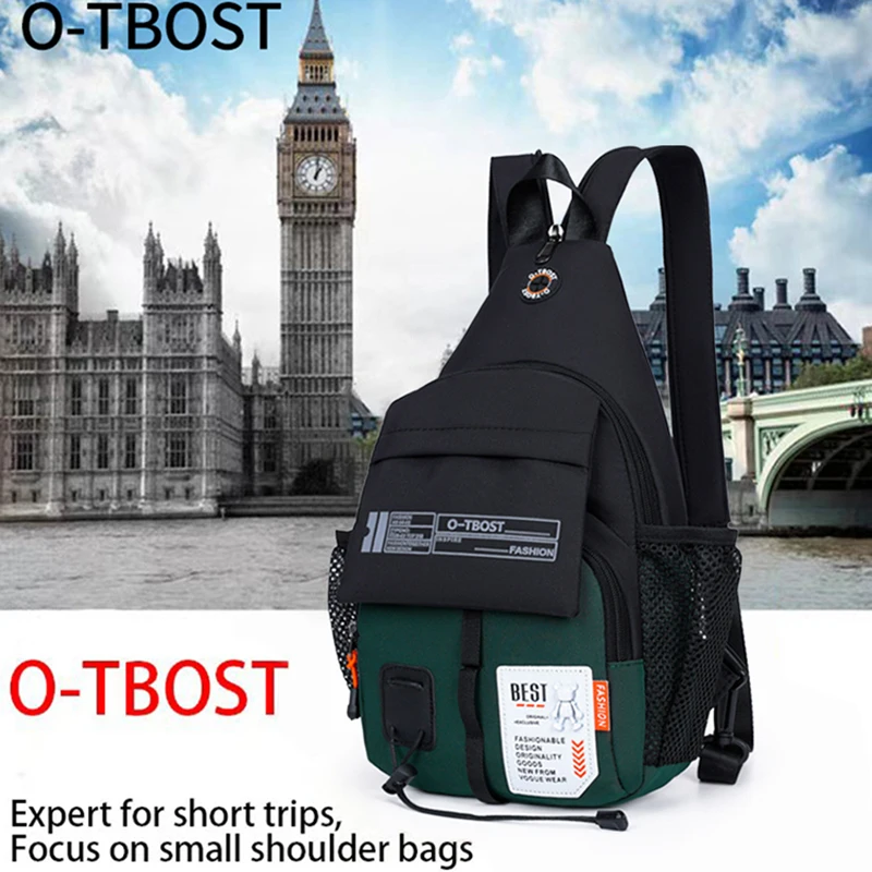 Men\'s Oxford Cloth Chest Bag Backpack 2 in 1 Outdoor Leisure Men\'s Shoulder Bag Portable Crossbody Bag