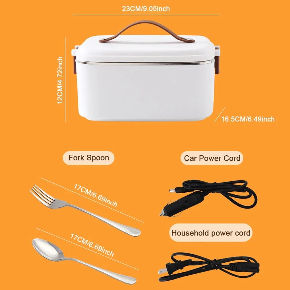 1.8L Electric Lunch Box Set 2 in 1 Food Heater 12V 24V 110V Food Warmer Lunch Box Set for Office Home Car Truck Work