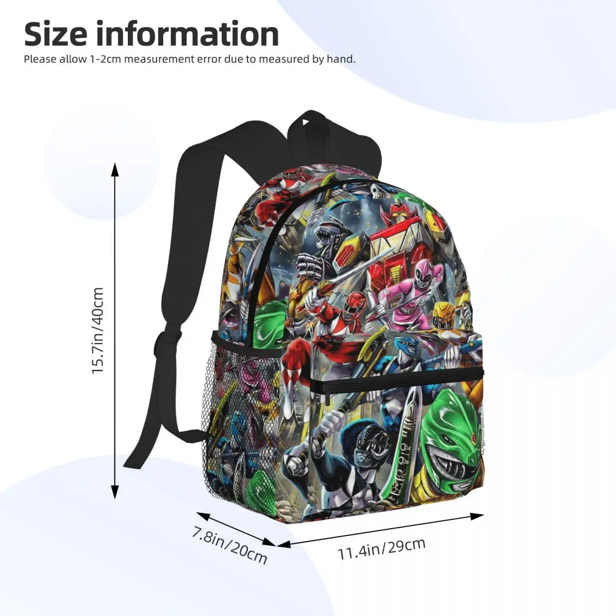 Mighty Morphin Power Ranger Student Backpack School Bag Hiking Travel Daypack for Boys Girls Fashion Bookbag Shoulder Bags