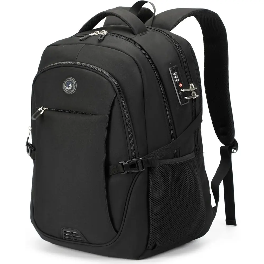 Anti-Theft Laptop Backpack with Combination Lock for 17 Laptops, Suitable for Travel and College, Grey