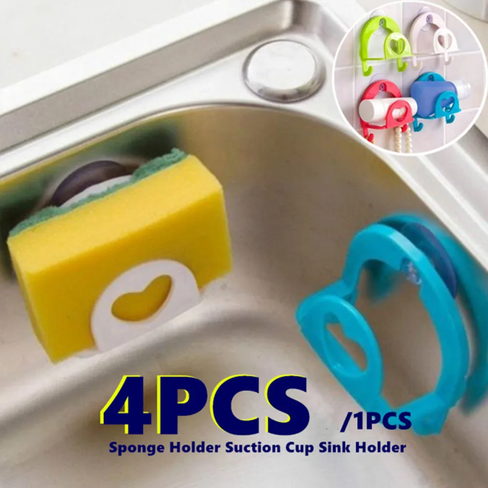 TXM Convenient Sponge Holder Suction Cup Sink Kitchen Tools Wall Mounted Type Storage Soap Rack Drain