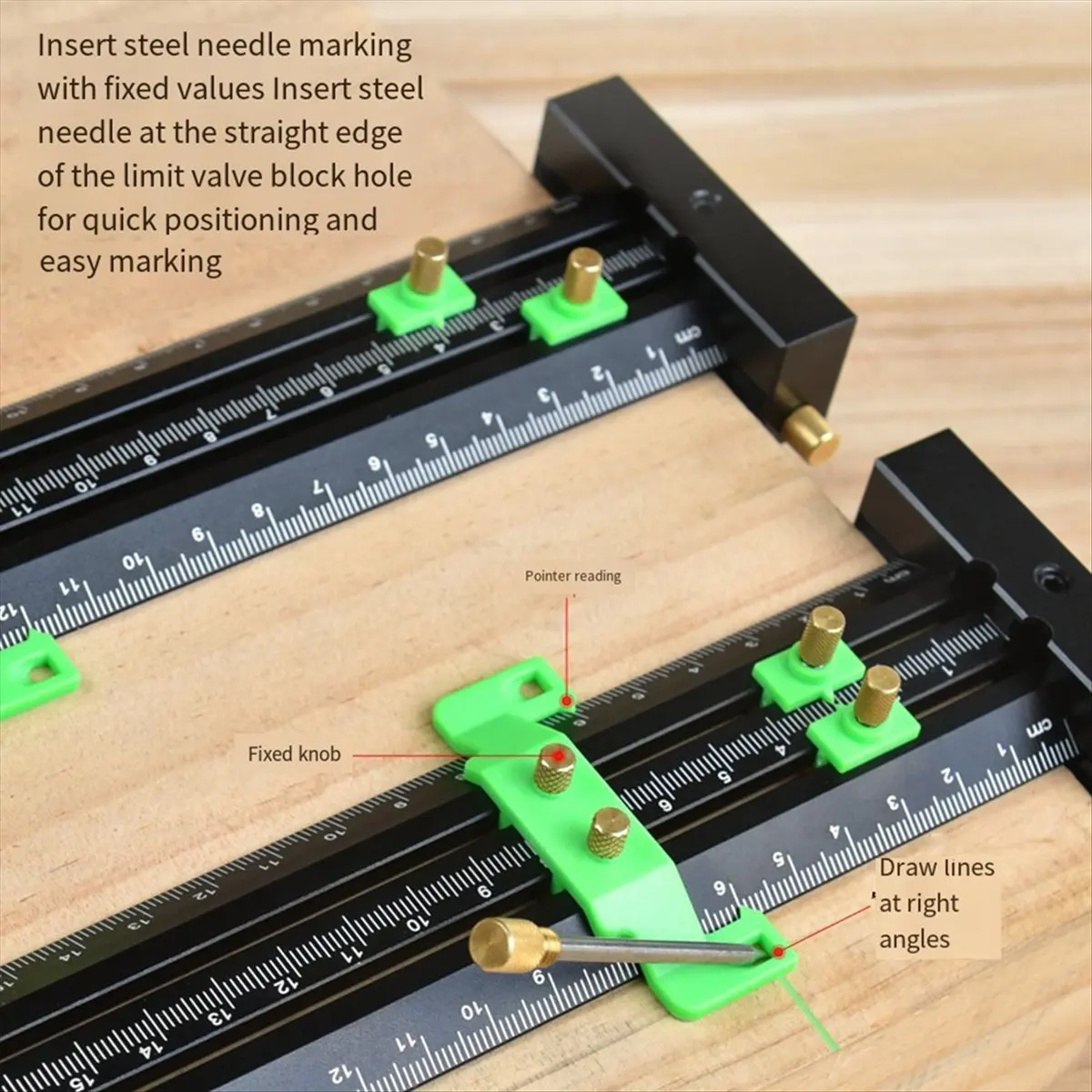 【POPULAR PICK】14-Inch Vertical Marking T-Type Hole Marking Mark/T-Type Double-Line Ruler with Steel Needle/Parallel Marking Rule