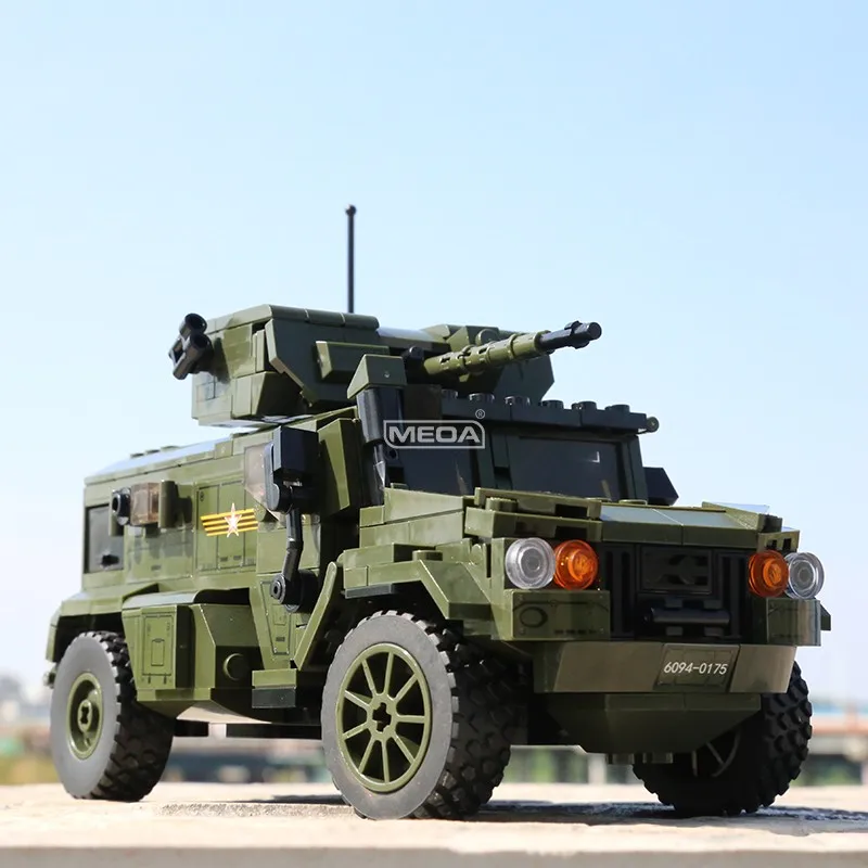 

DIY Russian Typhoon VDV Double-axis Armored Vehicle Building Blocks Self-Assembled Military Unmanned Turret Model Boy Toy