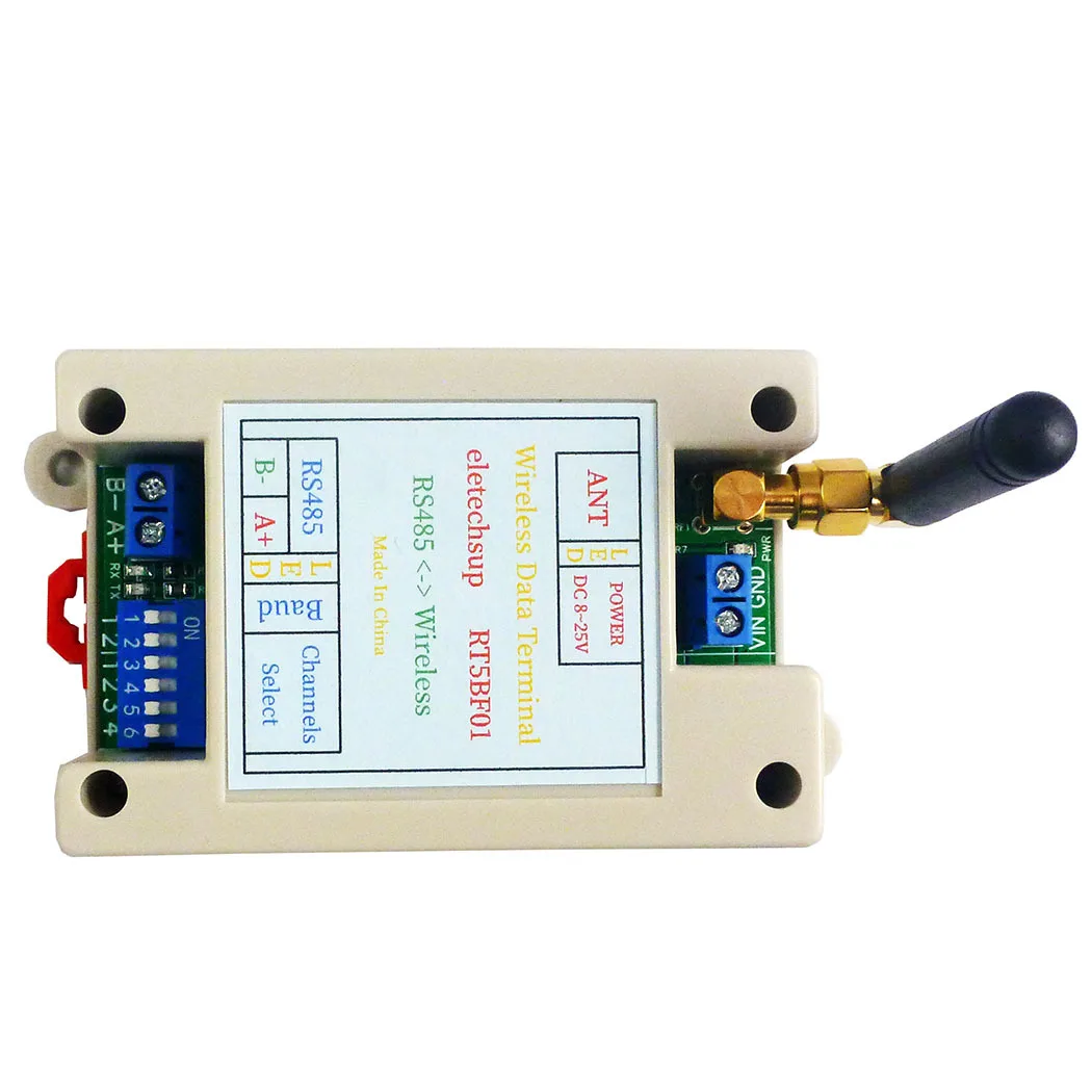 RT5BF01 DC 12V 24V Din Rail DIP Switch RS485 Wireless Transceiver 20DBM-121dBm UART Transmitter and Receiver Modbus RTU Module