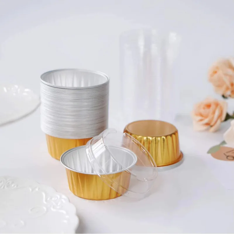 

2000Pcs Disposable Box Cake Bud Aluminum Foil Tin Paper Packaging Bowl Round Mold Pudding Cup