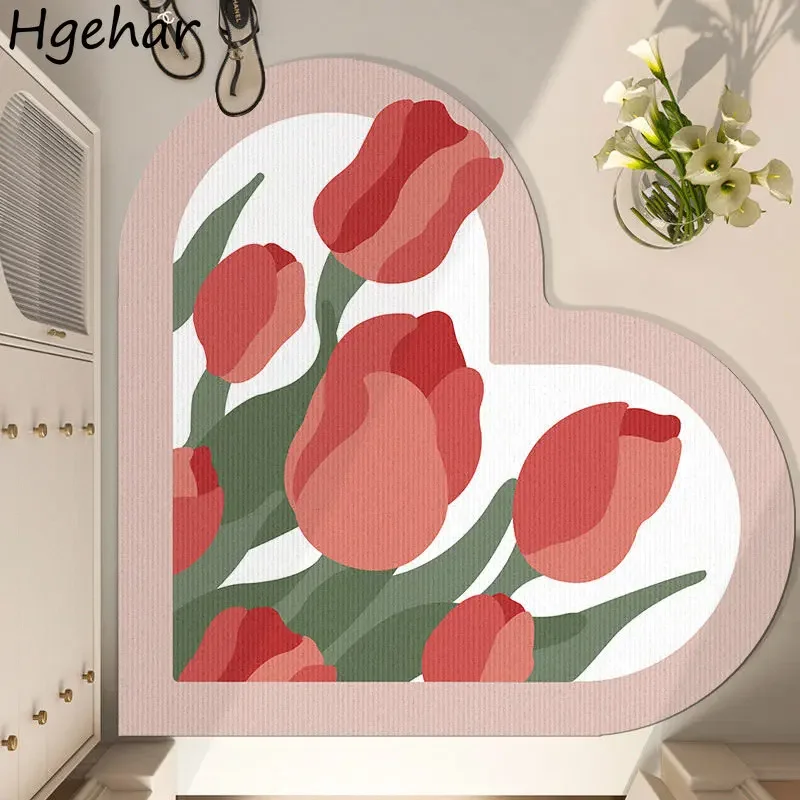 

Ins Коврики для пола с цветочным принтом в форме сердца, скандинавский домашний декор, противоскользящий коврик для ванной, грязеотталкивающие коврики для ванной комнаты, впитывающие коврики