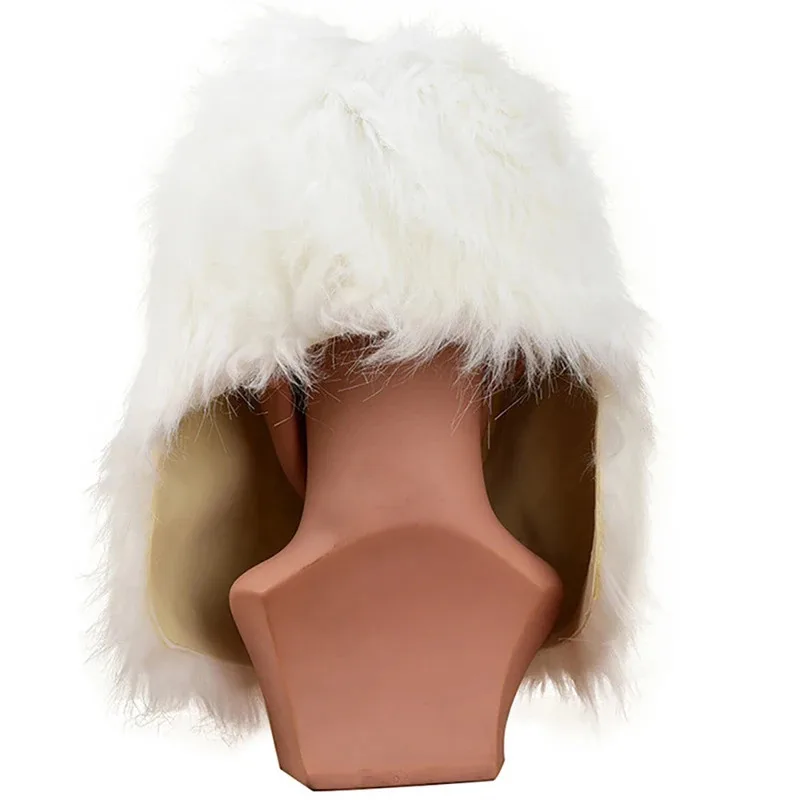 ホワイトプードルヘッドマスク毛皮のようなペットの犬のヘッドギア大人のリアルな動物ラテックスハロウィンコスプレ小道具パーティー hjk.5