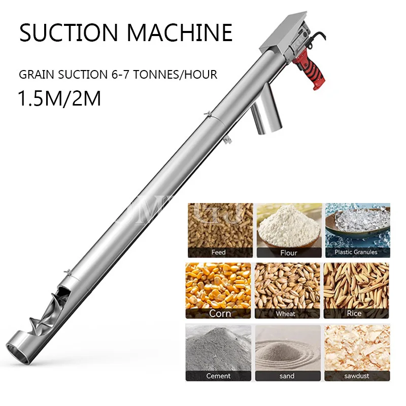 

1.5M/2M Grain Suction Machine Twisted Screw Conveyor Grain Suction Hose Wheat Corn Auger Screw Feeding Machine