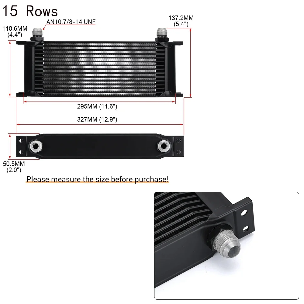 AN10 Aluminiumkühler 7/10/13/16/19/25/30 Reihen Britischer Typ Auto Motorölkühler Kühlung Kühler Ersatz Universalkühler – Detail 5