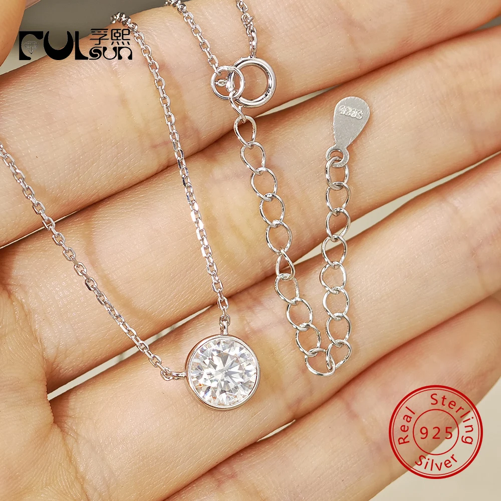 Bezels Set Pendant - Collar Solitario de Diamante Cultivado en