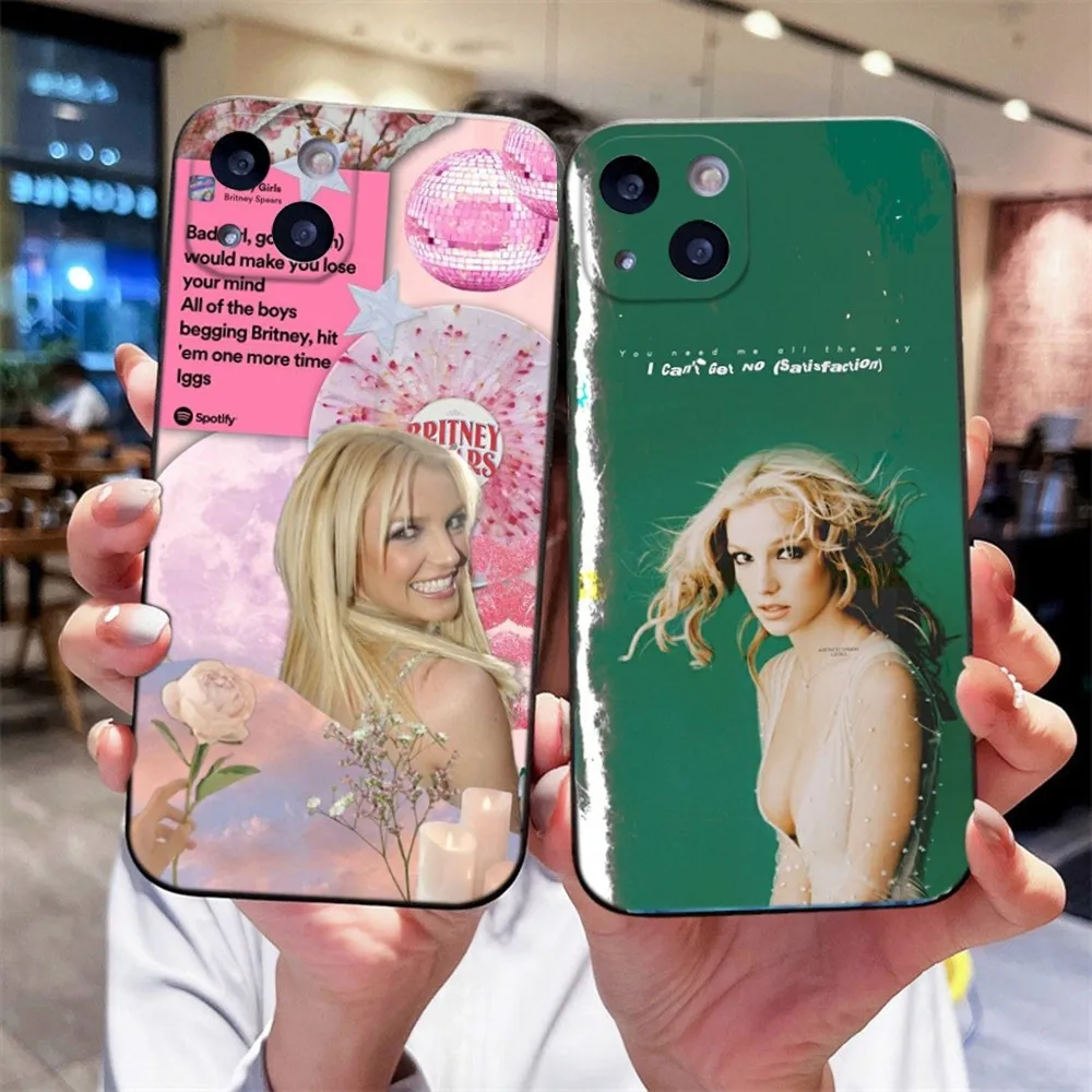 Britney Spears singer Phone Case For iPhone 16 15,14,13,12 Mini 11 Pro XR,X,XS,MAX,7,8 Plus Silicone Cover Soft black