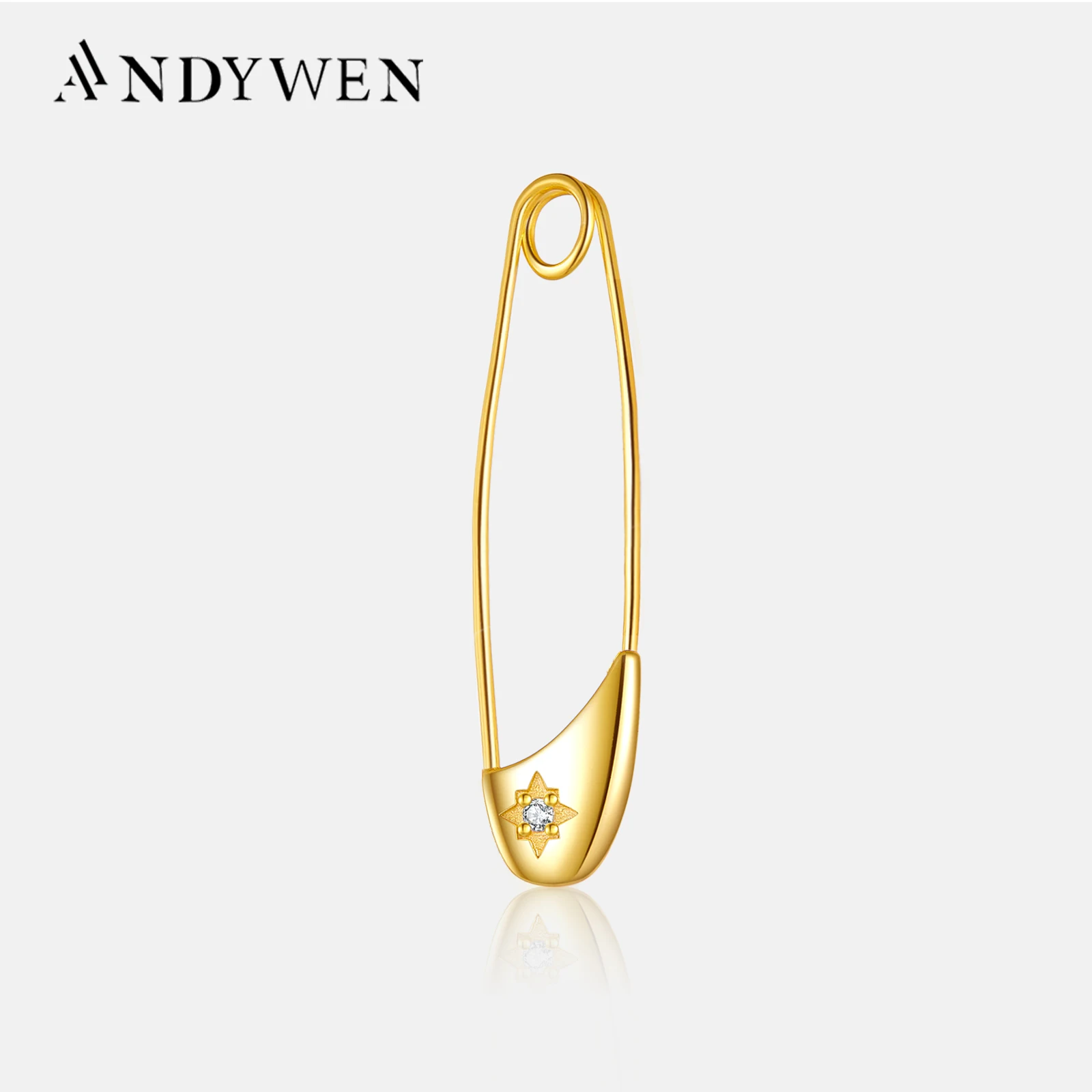 ANDYWEN 925 Sterling Silver Gold Hoops Thread Pin Long Earring Rock Punk Pendiente Piercing Slim Luxury Zircon Jewelry Gift