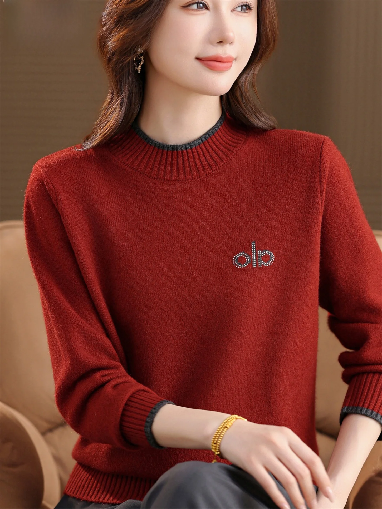 

Thiened шерстяная трикотажная основа irt f с высоким воротником, внутренняя одежда, модная осенне-зимняя женская одежда для мам, женская одежда для пожилых людей