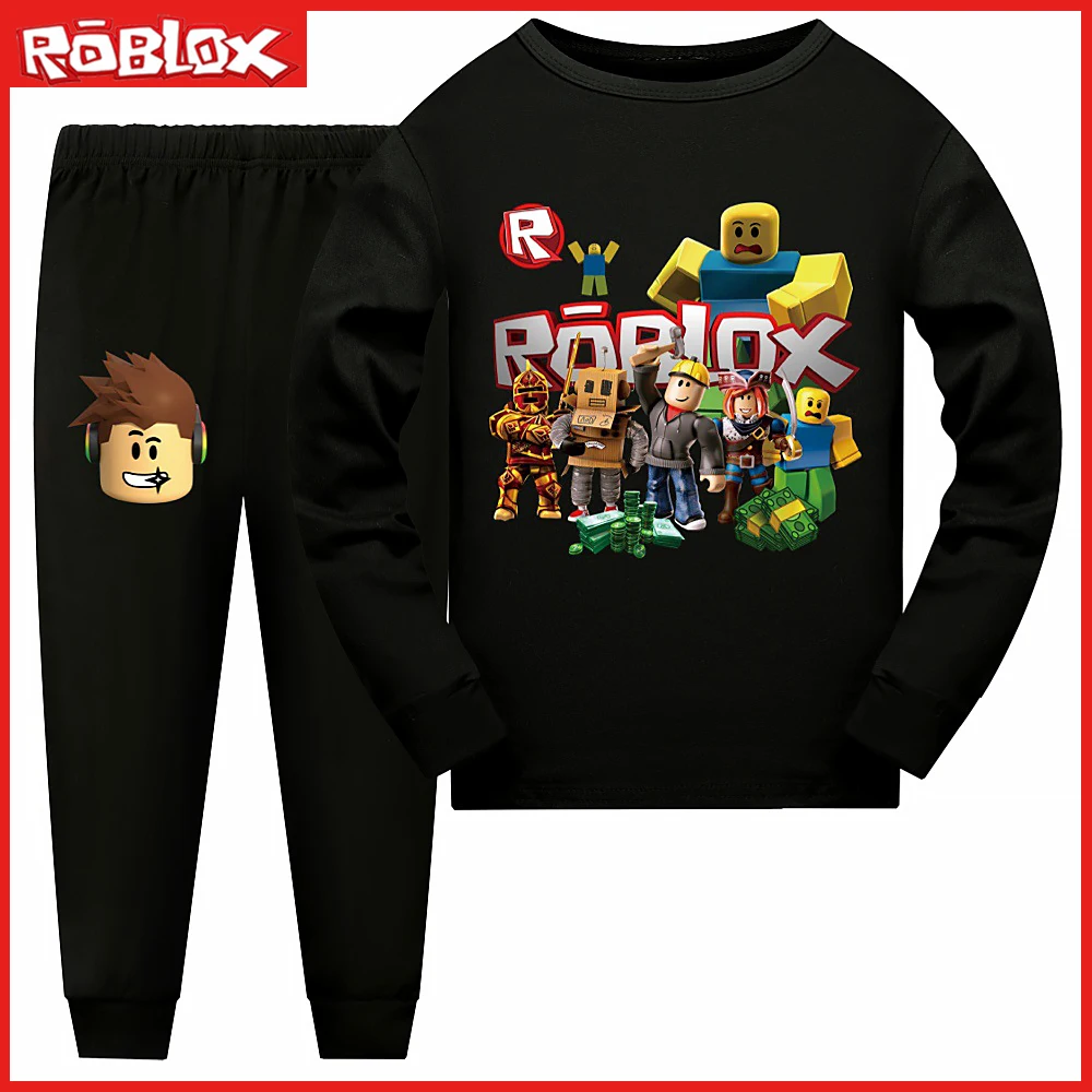 Nuovo gioco Roblox Virtual World 2 pezzi Cartoon Anime Print ragazzi e ragazze pantaloni a maniche lunghe pigiama Set compleanno e regalo di natale